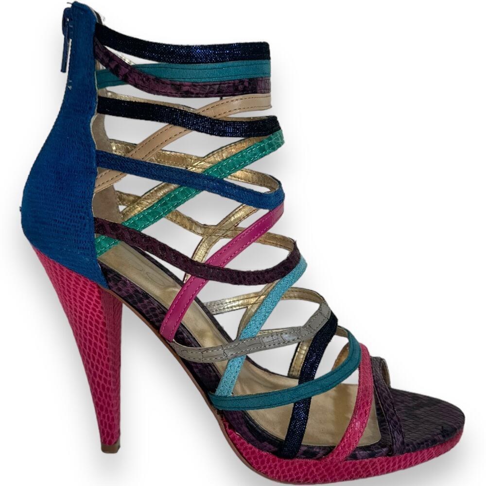 Aldo Women’s Multicolored Strappy Cage Sandal Heels size EU 37 | US 6.5/7